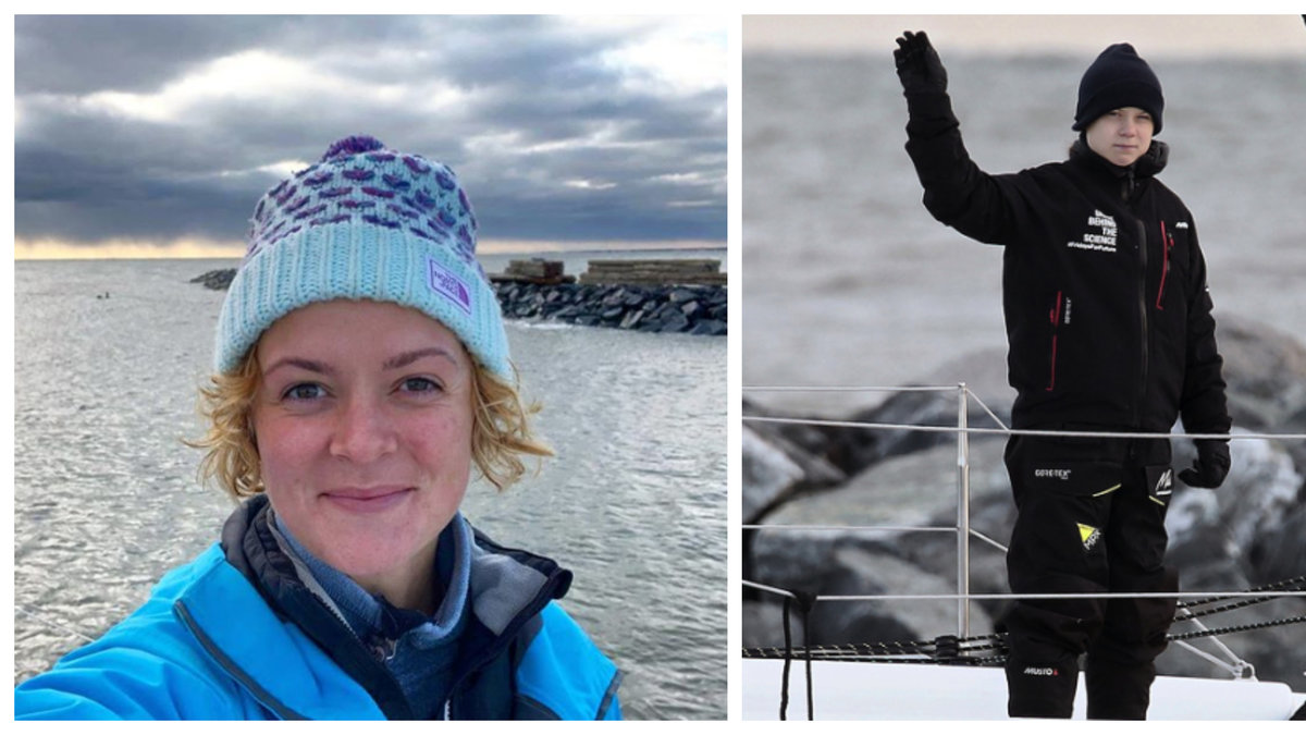Stjärnseglaren Nikki Henderson ansvarar över Greta Thunberg på båten.